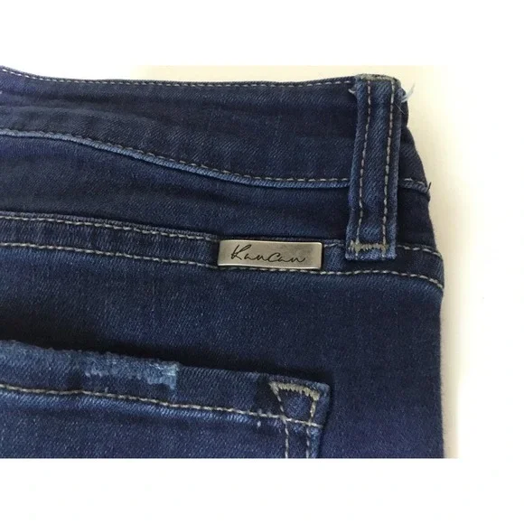 KanCan Jeans Womens‎ Dark Wash High Rise Skinny Jeans Distressed Raw Hem Size 9 - Picture 8 of 8